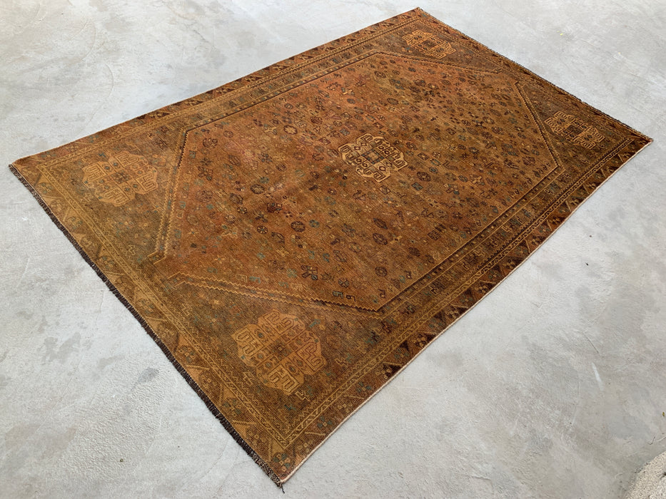 Handmade Persian Wool Area Rug 7x10 - Brown Tribal Geometric Persian Style Rug - Exact Size 10'0" x 6'8" - KBHM-659