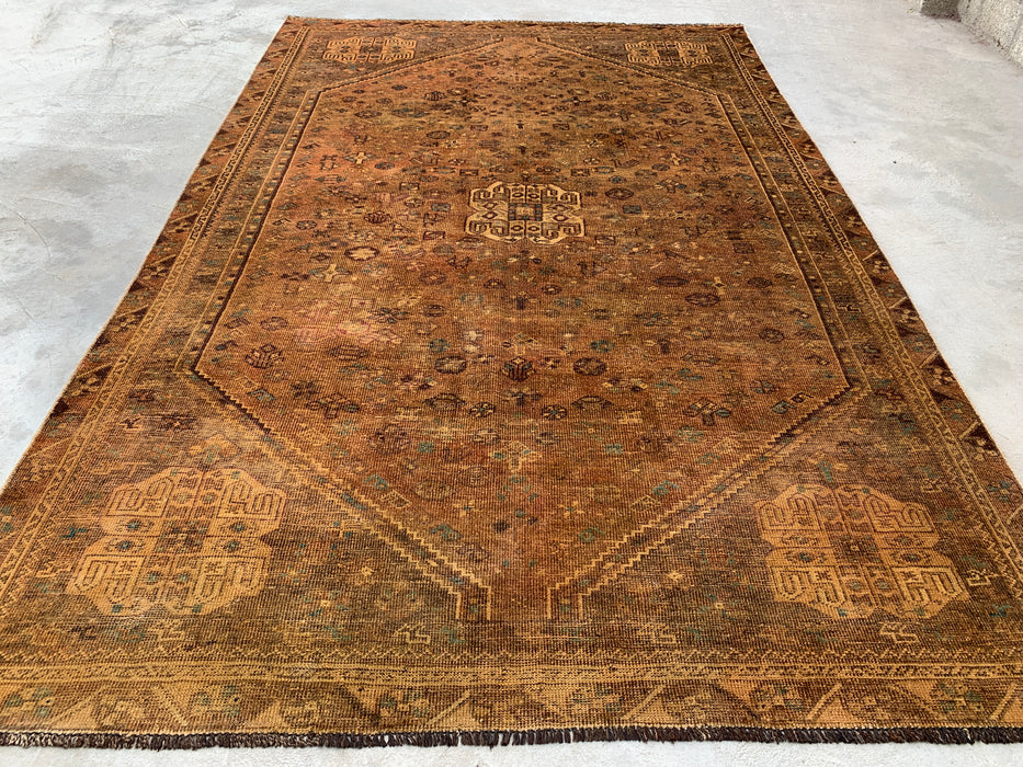 Handmade Persian Wool Area Rug 7x10 - Brown Tribal Geometric Persian Style Rug - Exact Size 10'0" x 6'8" - KBHM-659