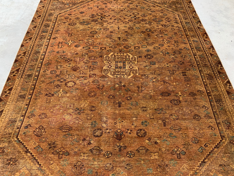 Handmade Persian Wool Area Rug 7x10 - Brown Tribal Geometric Persian Style Rug - Exact Size 10'0" x 6'8" - KBHM-659