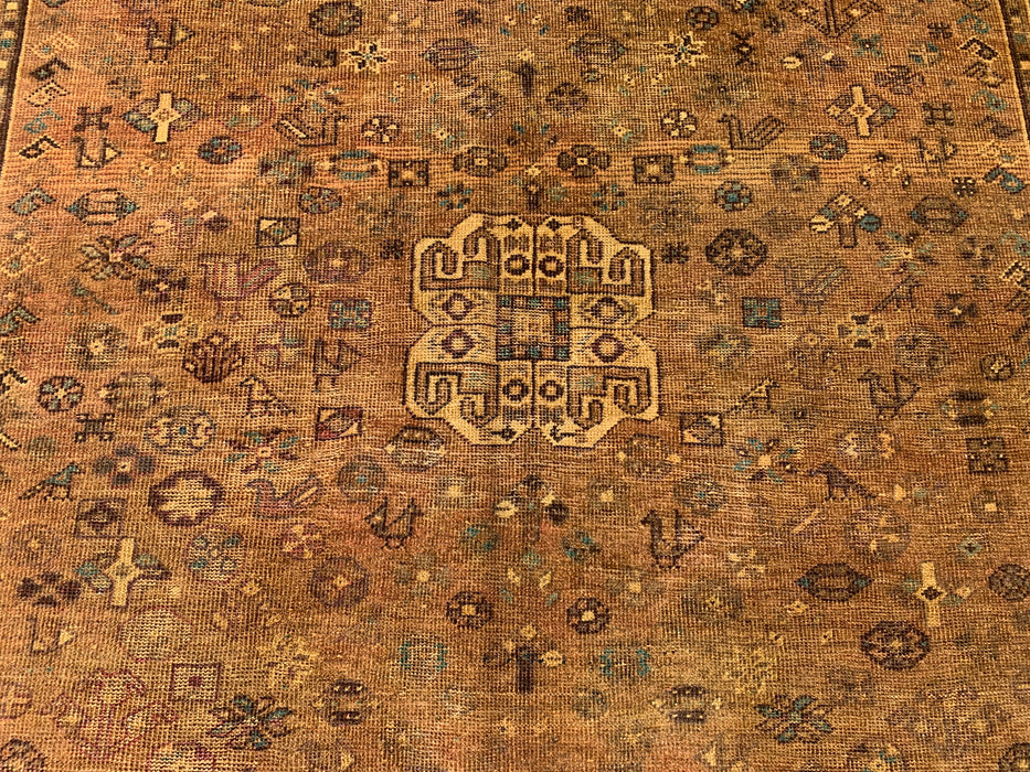 Handmade Persian Wool Area Rug 7x10 - Brown Tribal Geometric Persian Style Rug - Exact Size 10'0" x 6'8" - KBHM-659