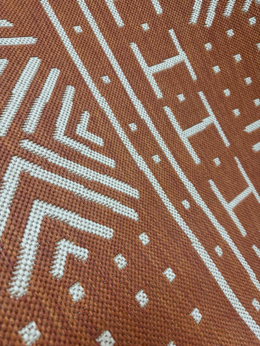 Terracotta Tribal Stripe Indoor/Outdoor Polyester Area Rug – 8' x 11'