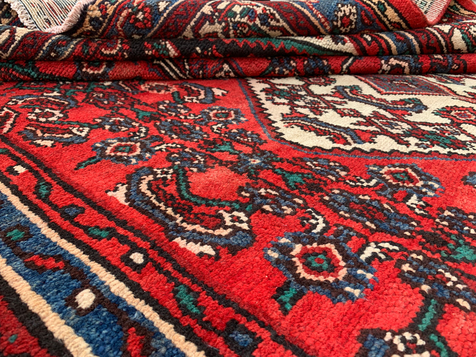 Handmade Persian Wool Area Rug 7x10 - Red Traditional Medallion Persian Style Rug - Exact Size 10'0" x 7'0" - KBHM-660