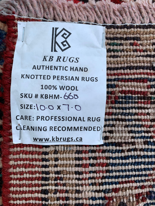 Handmade Persian Wool Area Rug 7x10 - Red Traditional Medallion Persian Style Rug - Exact Size 10'0" x 7'0" - KBHM-660
