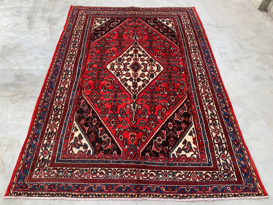 Handmade Persian Wool Area Rug 7x10 - Red Traditional Medallion Persian Style Rug - Exact Size 10'0" x 7'0" - KBHM-660
