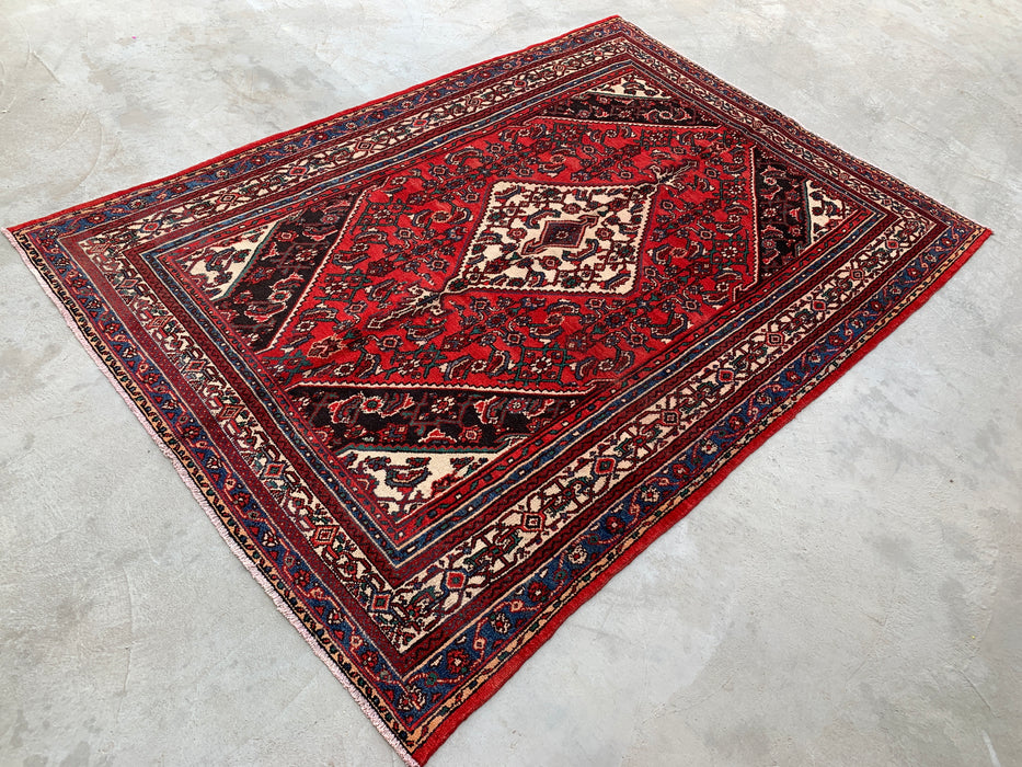 Handmade Persian Wool Area Rug 7x10 - Red Traditional Medallion Persian Style Rug - Exact Size 10'0" x 7'0" - KBHM-660