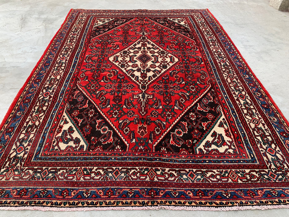 Handmade Persian Wool Area Rug 7x10 - Red Traditional Medallion Persian Style Rug - Exact Size 10'0" x 7'0" - KBHM-660