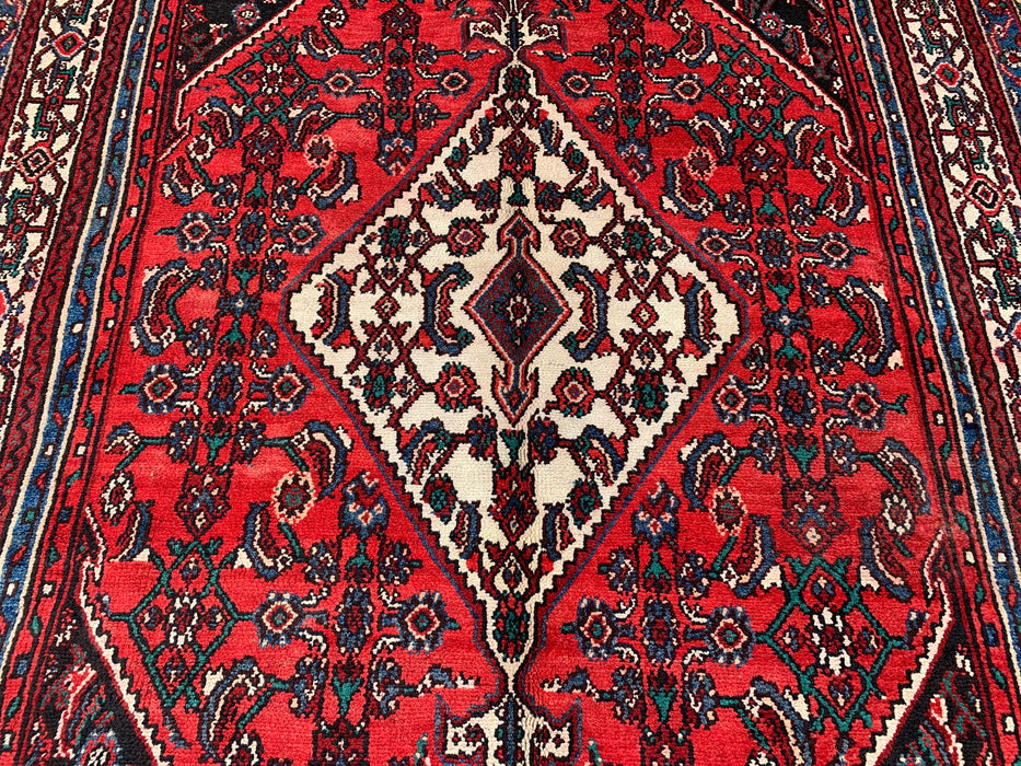 Handmade Persian Wool Area Rug 7x10 - Red Traditional Medallion Persian Style Rug - Exact Size 10'0" x 7'0" - KBHM-660