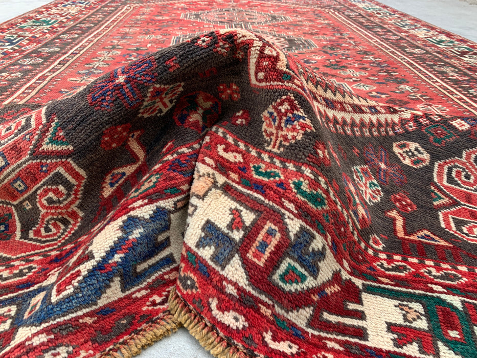 Handmade Persian Wool Area Rug 7x10 - Red Tribal Medallion Persian Style Rug - Exact Size 10'7" x 7'2" - KBHM-661
