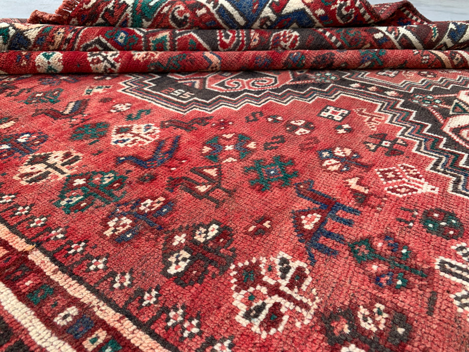 Handmade Persian Wool Area Rug 7x10 - Red Tribal Medallion Persian Style Rug - Exact Size 10'7" x 7'2" - KBHM-661