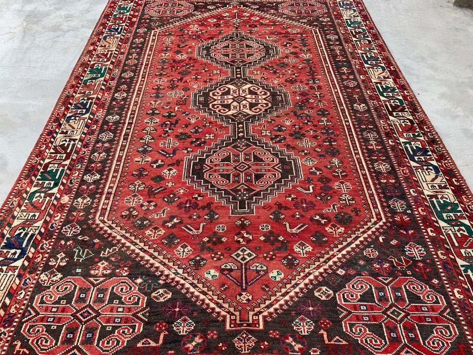 Handmade Persian Wool Area Rug 7x10 - Red Tribal Medallion Persian Style Rug - Exact Size 10'7" x 7'2" - KBHM-661