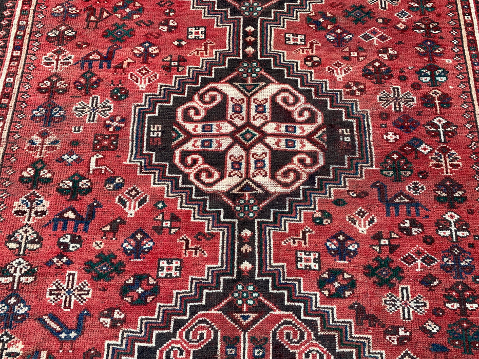 Handmade Persian Wool Area Rug 7x10 - Red Tribal Medallion Persian Style Rug - Exact Size 10'7" x 7'2" - KBHM-661