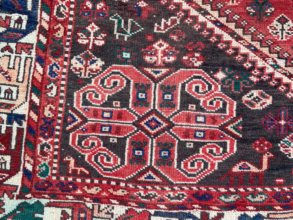 Handmade Persian Wool Area Rug 7x10 - Red Tribal Medallion Persian Style Rug - Exact Size 10'7" x 7'2" - KBHM-661