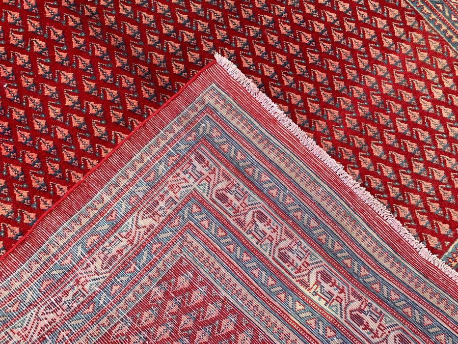 7'1 x 4'7 Hand-Knotted Persian Wool Rug - Red Geometric Traditional Area Rug - KBHM-662