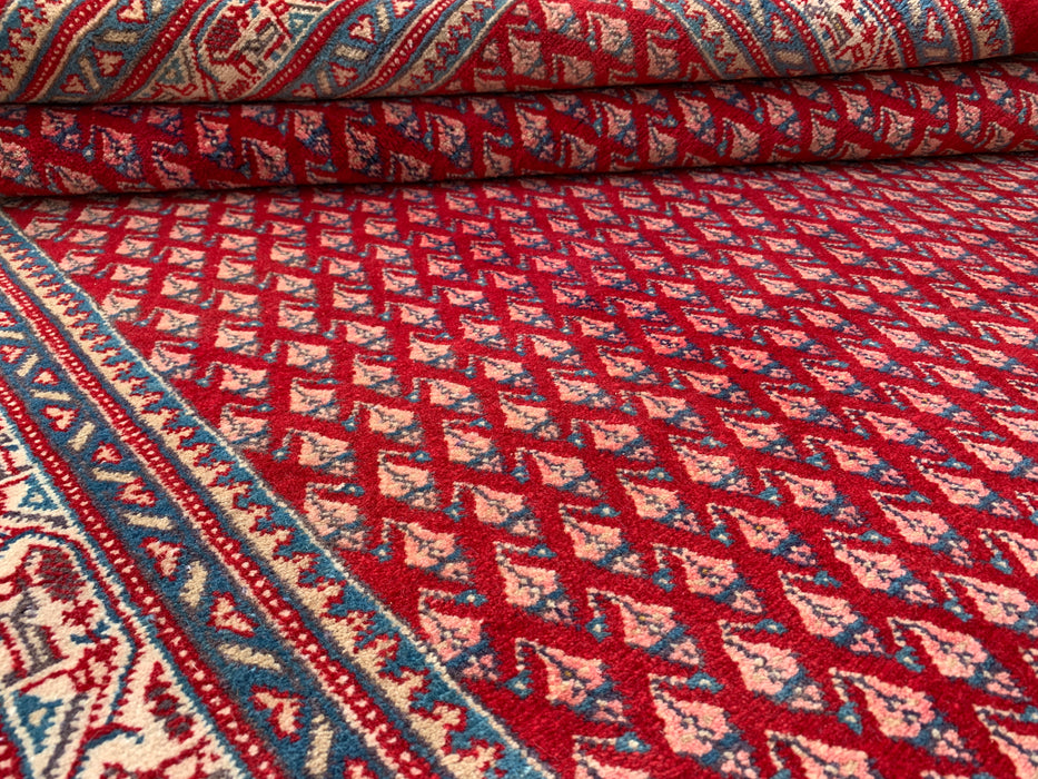 7'1 x 4'7 Hand-Knotted Persian Wool Rug - Red Geometric Traditional Area Rug - KBHM-662