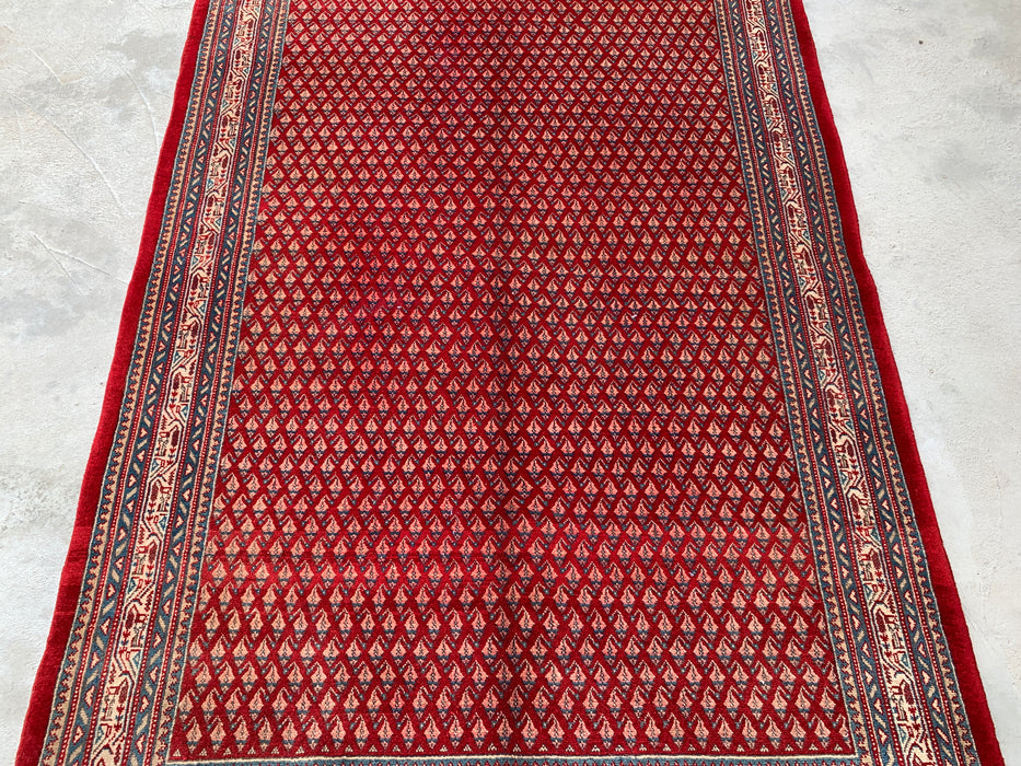 7'1 x 4'7 Hand-Knotted Persian Wool Rug - Red Geometric Traditional Area Rug - KBHM-662