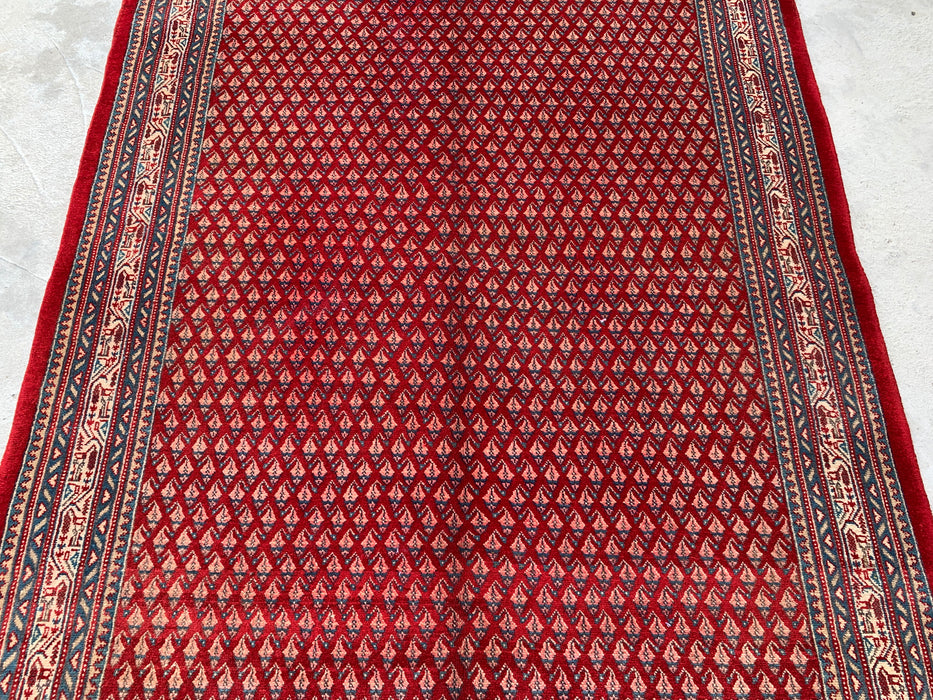 7'1 x 4'7 Hand-Knotted Persian Wool Rug - Red Geometric Traditional Area Rug - KBHM-662