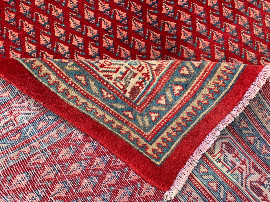 7'1 x 4'7 Hand-Knotted Persian Wool Rug - Red Geometric Traditional Area Rug - KBHM-662