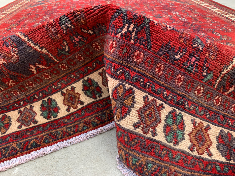 9'2 x 6'10 Hand-Knotted Persian Wool Rug - Red Floral Medallion Area Rug - KBHM-663