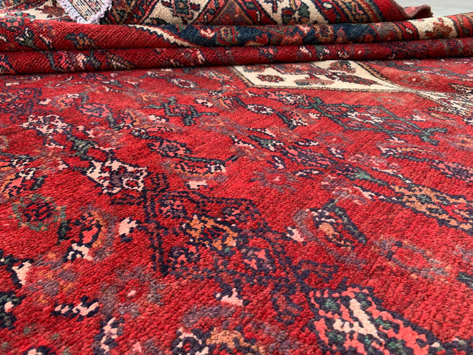 9'2 x 6'10 Hand-Knotted Persian Wool Rug - Red Floral Medallion Area Rug - KBHM-663