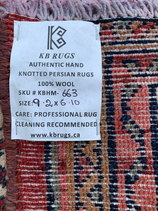 9'2 x 6'10 Hand-Knotted Persian Wool Rug - Red Floral Medallion Area Rug - KBHM-663