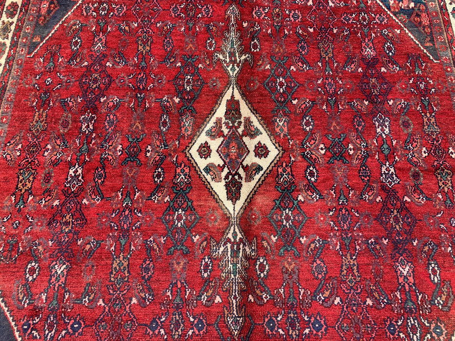 9'2 x 6'10 Hand-Knotted Persian Wool Rug - Red Floral Medallion Area Rug - KBHM-663
