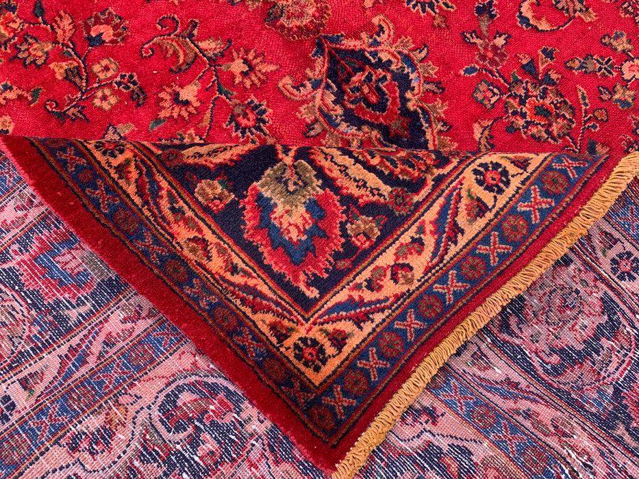 Handmade Persian Wool Area Rug 7x10 - Red Floral Medallion Persian Style Rug - Exact Size 9'6" x 6'3" - KBHM-664