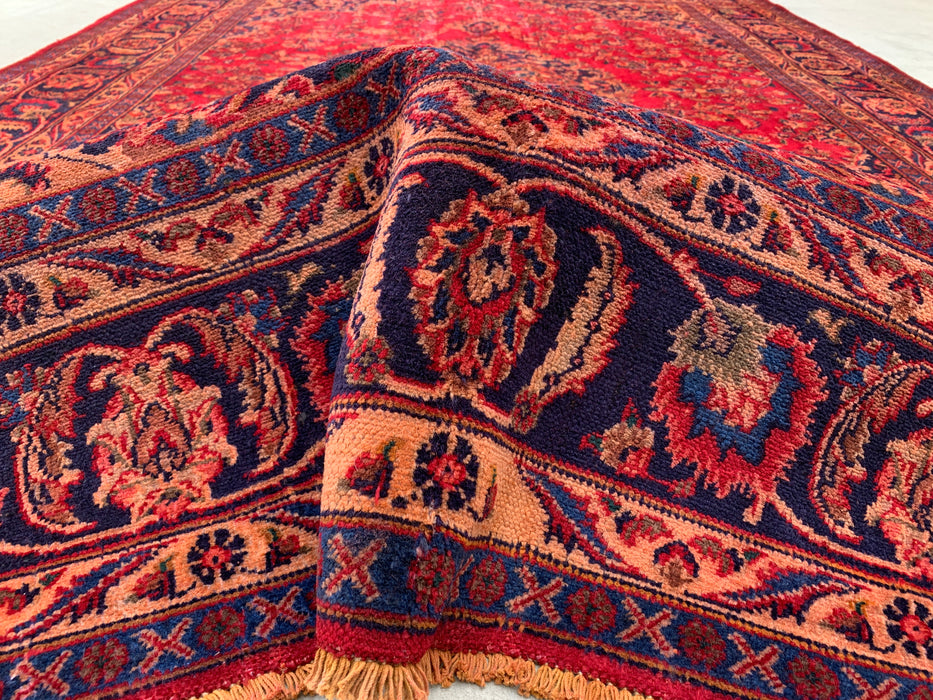 Handmade Persian Wool Area Rug 7x10 - Red Floral Medallion Persian Style Rug - Exact Size 9'6" x 6'3" - KBHM-664