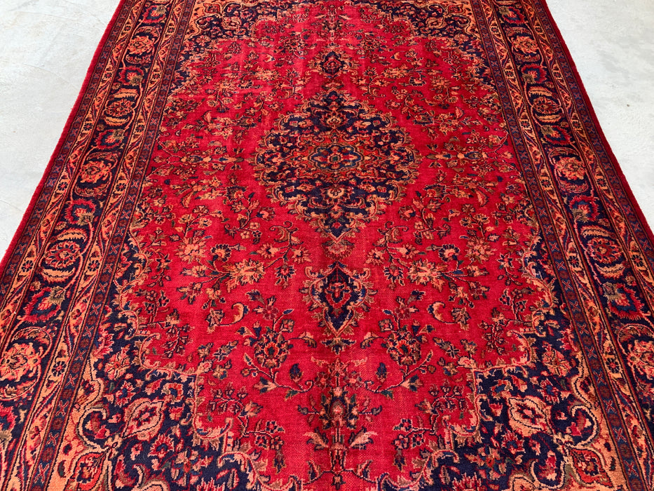 Handmade Persian Wool Area Rug 7x10 - Red Floral Medallion Persian Style Rug - Exact Size 9'6" x 6'3" - KBHM-664