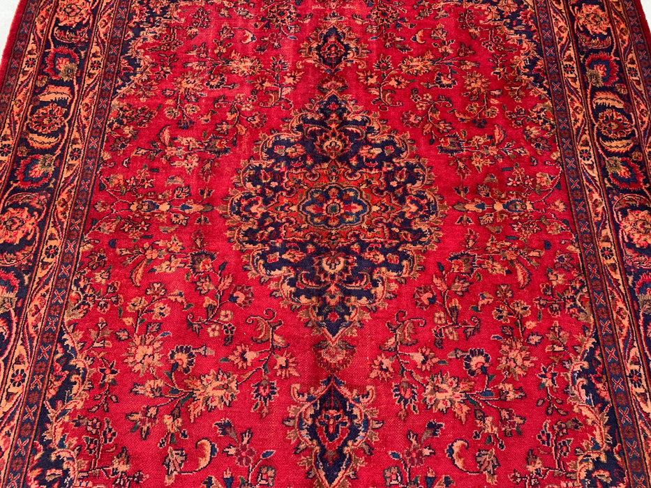 Handmade Persian Wool Area Rug 7x10 - Red Floral Medallion Persian Style Rug - Exact Size 9'6" x 6'3" - KBHM-664