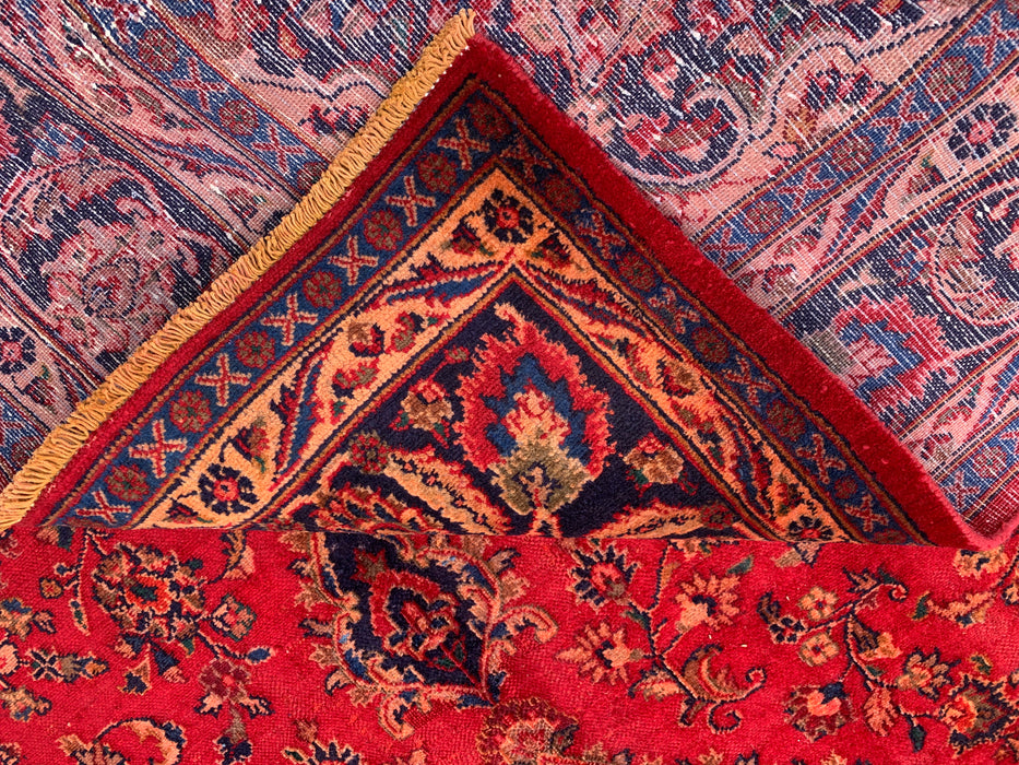 Handmade Persian Wool Area Rug 7x10 - Red Floral Medallion Persian Style Rug - Exact Size 9'6" x 6'3" - KBHM-664