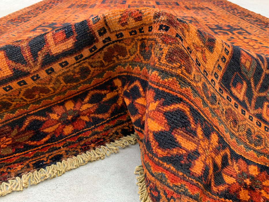 Handmade Persian Wool Area Rug 7x10 - Rust Geometric Panel Persian Style Rug - Exact Size 9'6" x 6'8" - KBHM-665