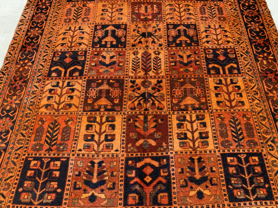Handmade Persian Wool Area Rug 7x10 - Rust Geometric Panel Persian Style Rug - Exact Size 9'6" x 6'8" - KBHM-665