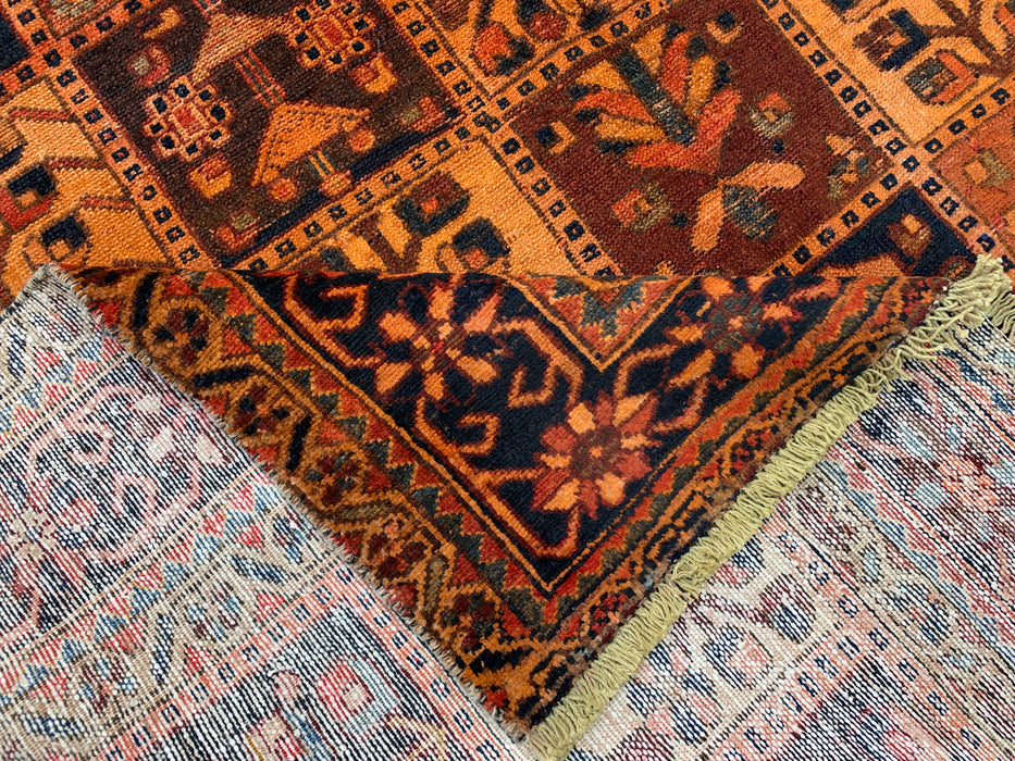 Handmade Persian Wool Area Rug 7x10 - Rust Geometric Panel Persian Style Rug - Exact Size 9'6" x 6'8" - KBHM-665