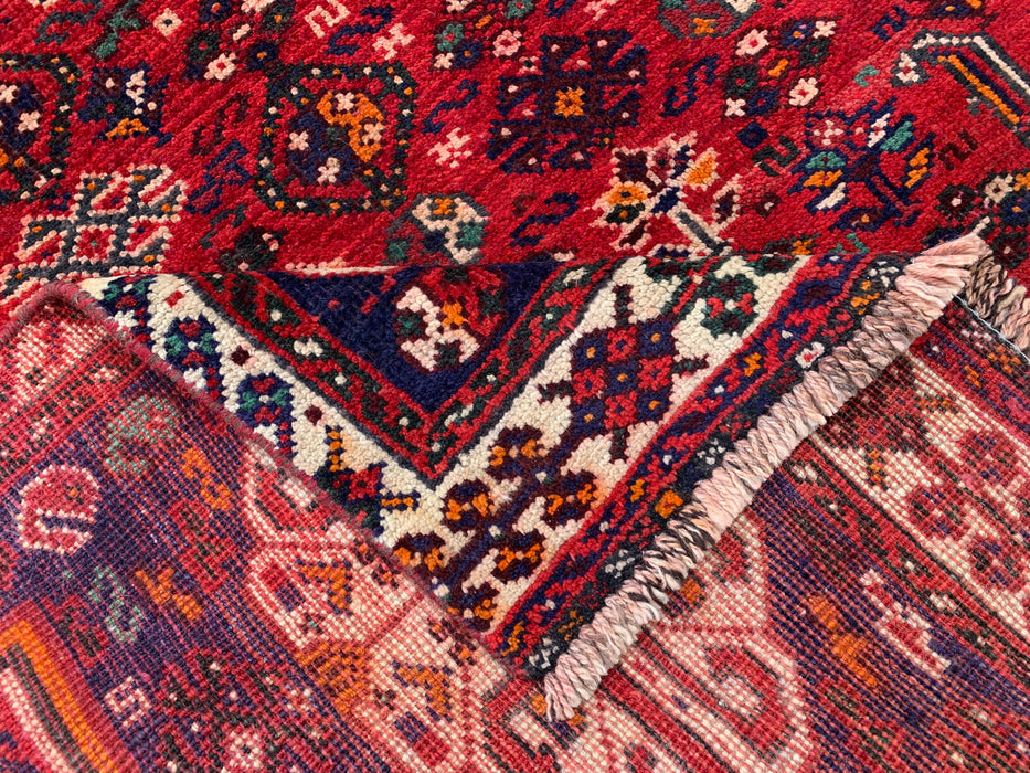 8'3 x 4'9 Hand-Knotted Persian Wool Rug - Red Tribal Medallion Area Rug - KBHM-666