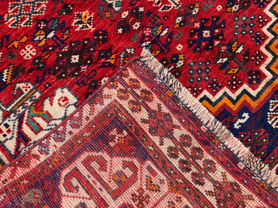 8'3 x 4'9 Hand-Knotted Persian Wool Rug - Red Tribal Medallion Area Rug - KBHM-666