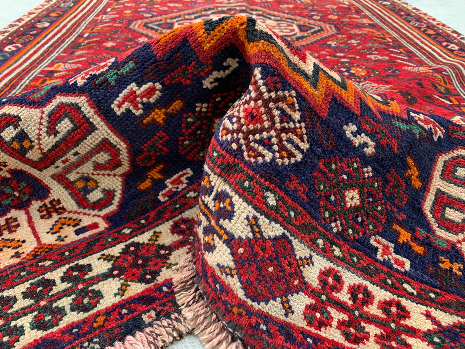 8'3 x 4'9 Hand-Knotted Persian Wool Rug - Red Tribal Medallion Area Rug - KBHM-666
