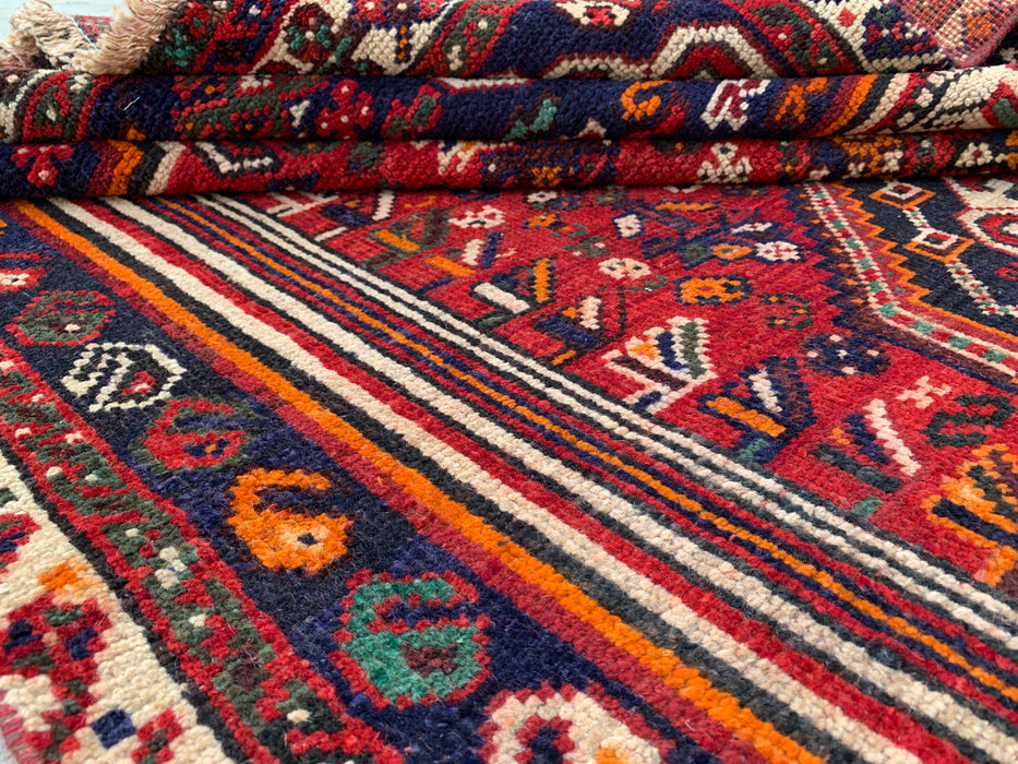 8'3 x 4'9 Hand-Knotted Persian Wool Rug - Red Tribal Medallion Area Rug - KBHM-666