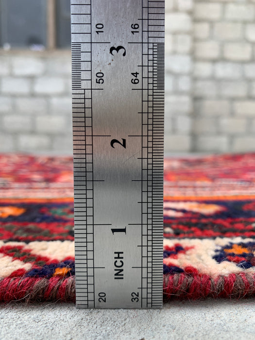 8'3 x 4'9 Hand-Knotted Persian Wool Rug - Red Tribal Medallion Area Rug - KBHM-666