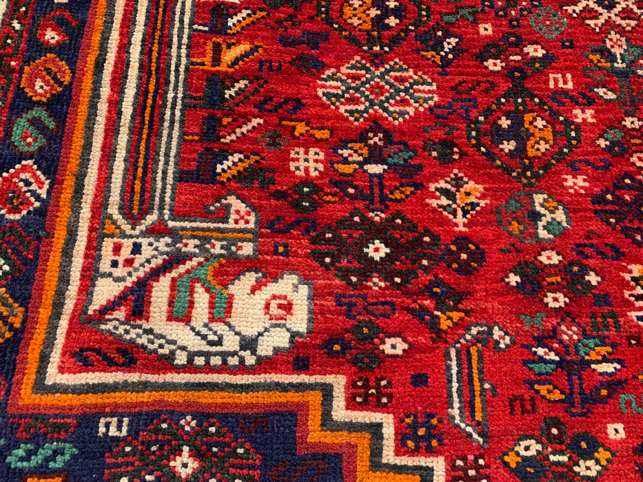 8'3 x 4'9 Hand-Knotted Persian Wool Rug - Red Tribal Medallion Area Rug - KBHM-666