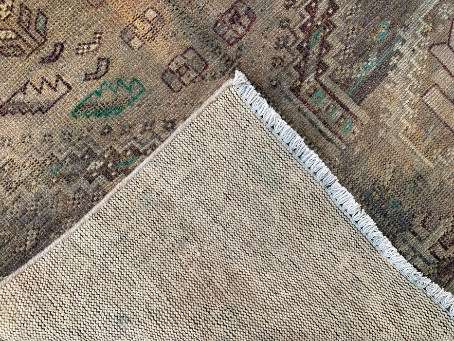 7'11 x 4'2 Hand-Knotted Persian Wool Rug - Brown Tribal Geometric Area Rug - KBHM-667
