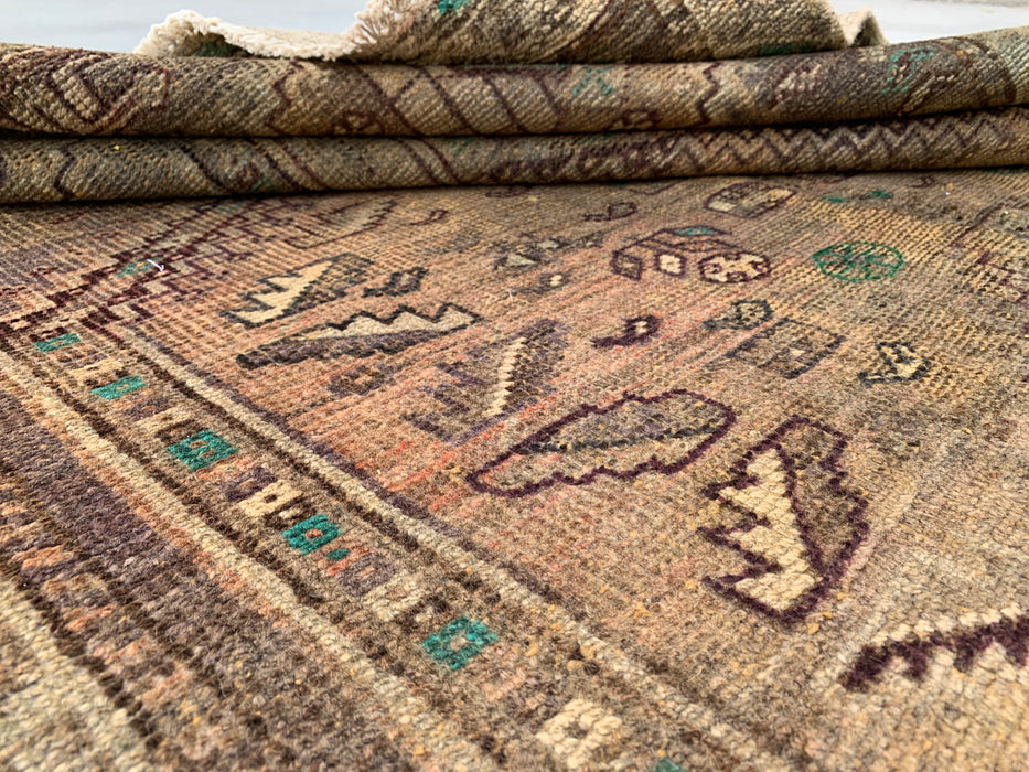 7'11 x 4'2 Hand-Knotted Persian Wool Rug - Brown Tribal Geometric Area Rug - KBHM-667