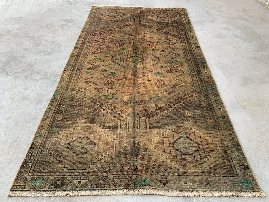 7'11 x 4'2 Hand-Knotted Persian Wool Rug - Brown Tribal Geometric Area Rug - KBHM-667