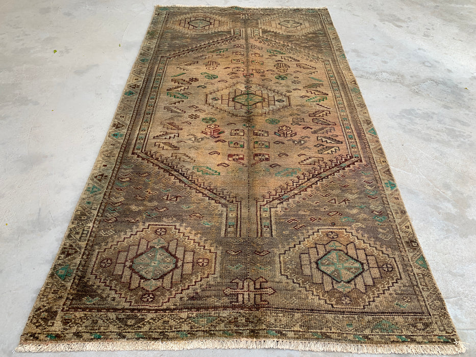 7'11 x 4'2 Hand-Knotted Persian Wool Rug - Brown Tribal Geometric Area Rug - KBHM-667