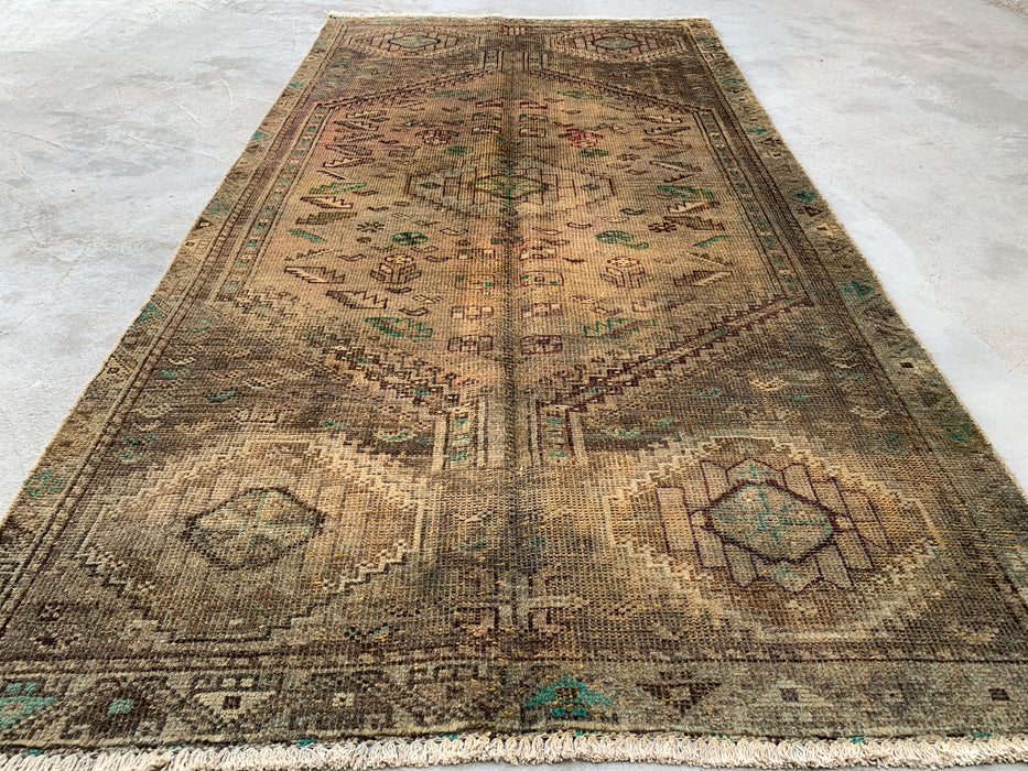 7'11 x 4'2 Hand-Knotted Persian Wool Rug - Brown Tribal Geometric Area Rug - KBHM-667
