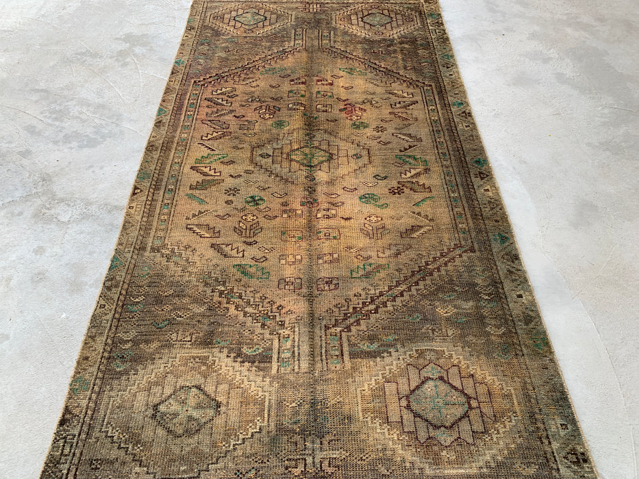 7'11 x 4'2 Hand-Knotted Persian Wool Rug - Brown Tribal Geometric Area Rug - KBHM-667