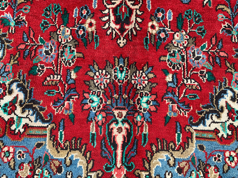 Handmade Persian Wool Area Rug 7x10 - Red Floral Medallion Persian Style Rug - Exact Size 10'1" x 6'9" - KBHM-669