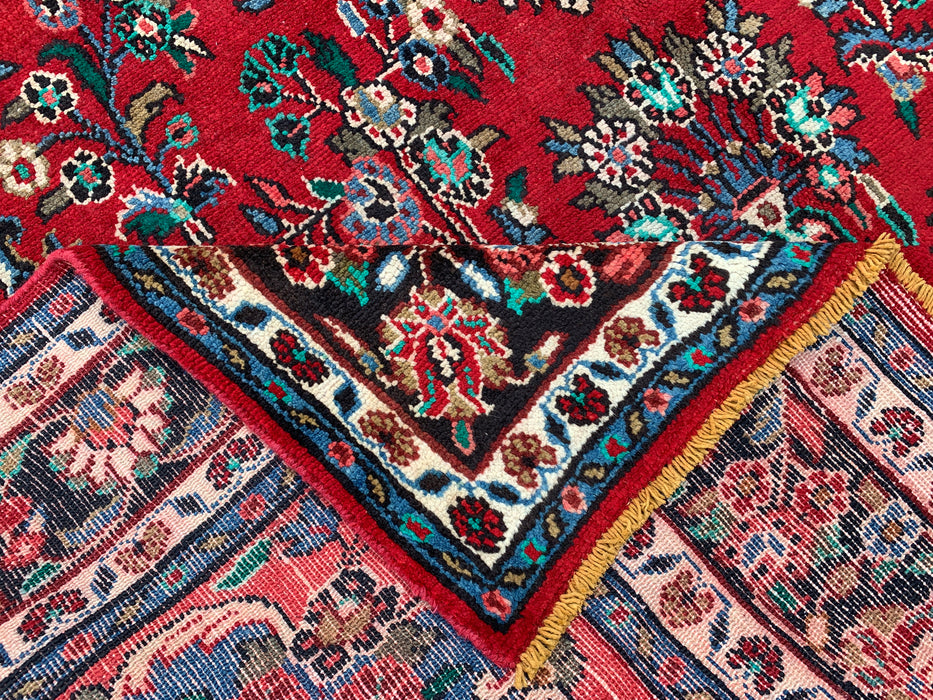 Handmade Persian Wool Area Rug 7x10 - Red Floral Medallion Persian Style Rug - Exact Size 10'1" x 6'9" - KBHM-669