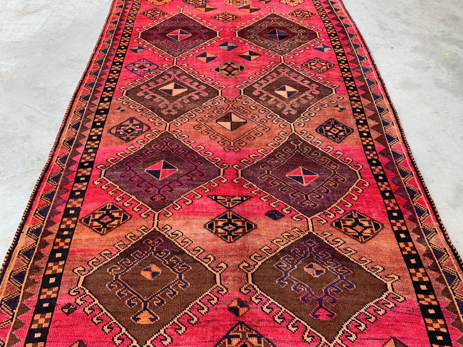 9'4 x 5'7 Hand-Knotted Persian Wool Rug - Pink Tribal Geometric Area Rug - KBHM-671