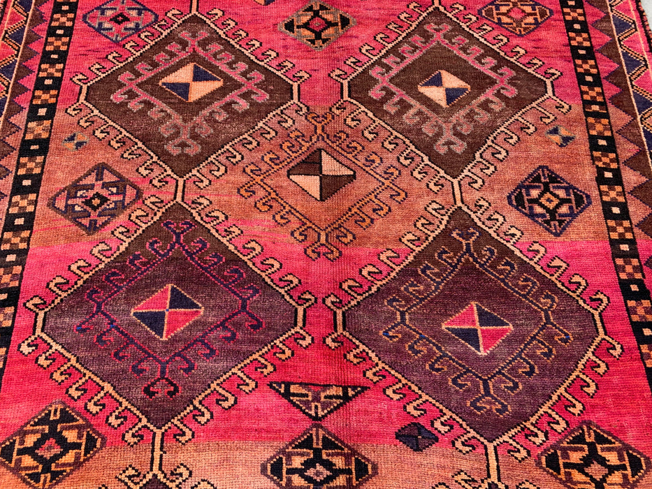 9'4 x 5'7 Hand-Knotted Persian Wool Rug - Pink Tribal Geometric Area Rug - KBHM-671