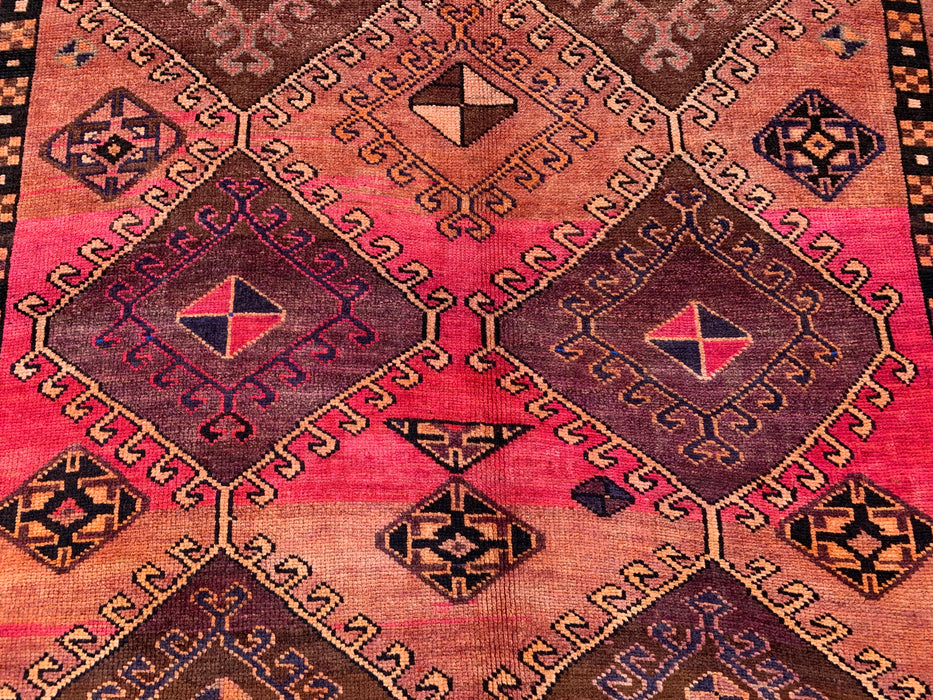 9'4 x 5'7 Hand-Knotted Persian Wool Rug - Pink Tribal Geometric Area Rug - KBHM-671
